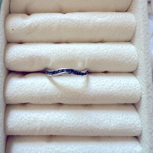 Purple topaz wedding ring, silver, size 6